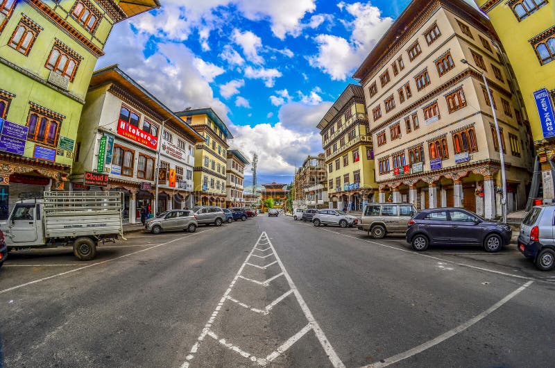 View of Commercial area   s Thimphu city in Bhutan during spring seasonÂ 